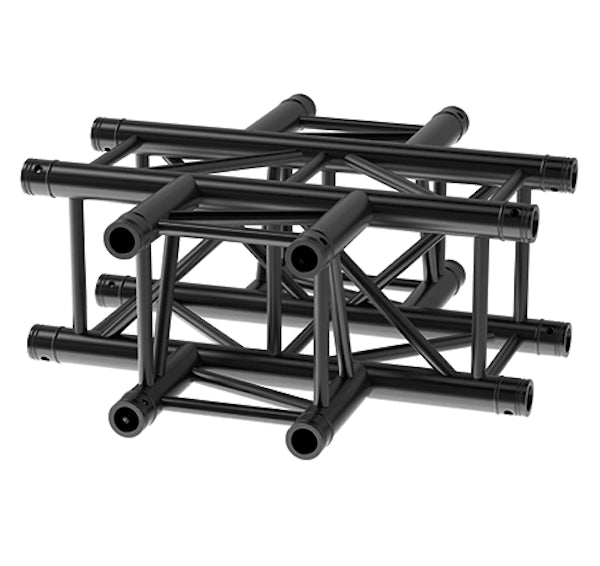 LITECRAFT TRUSS LT34B C41L - 4-Weg Kreuz-Stück, 710x710mm, in RAL9005 schwarz matt, inkl. Verbindersatz