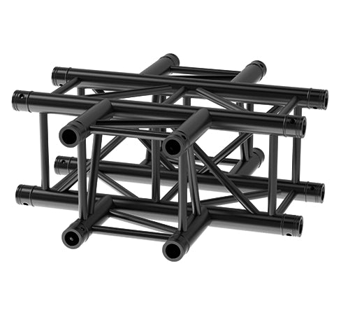 LITECRAFT TRUSS LT34B HD3 C41K - 4-Weg Kreuz-Stück, 500x500 mm, in RAL9005 schwarz matt, inkl. Verbindersatz
