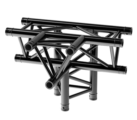 LITECRAFT TRUSS LT33B C42 - 4-Weg T-Stück, Spitze unten, in RAL9005 schwarz matt, inkl. Verbindersatz