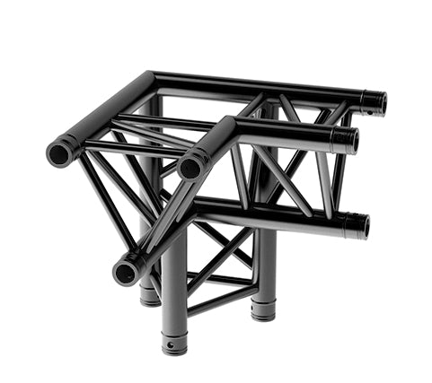 LITECRAFT TRUSS LT33B C33 - 3-Weg Winkel 90° rechts, Spitze unten, in RAL9005 schwarz matt, inkl. Verbindersatz