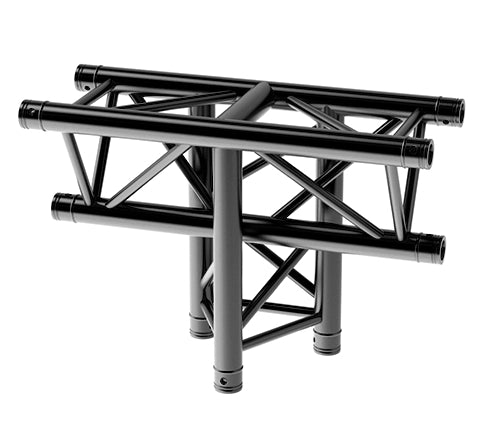 LITECRAFT TRUSS LT33B C35 - 3-Weg T-Stück vertikal, Spitze unten, in RAL9005 schwarz matt, inkl. Verbindersatz