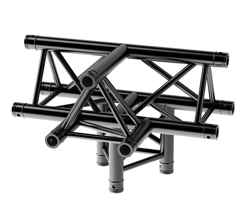 LITECRAFT TRUSS LT33B C43 - 4-Weg T-Stück, Spitze oben, in RAL9005 schwarz matt, inkl. Verbindersatz