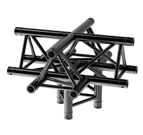 LITECRAFT TRUSS LT33B C52 - 5-Weg Winkel, Spitze oben, in RAL9005 schwarz matt, inkl. Verbindersatz