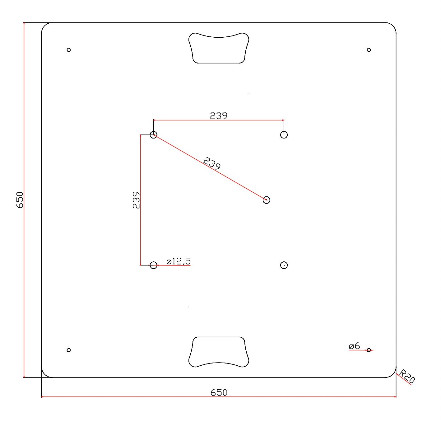 Traversen Bodenplatte 6 mm 65 x 65 cm 20 kg Pulverbeschichtet