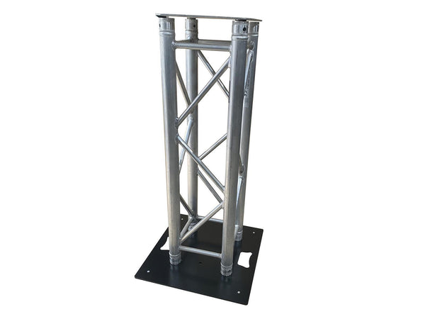 Truss Tower Bodenplatte 50 x50 cm Pulverbeschichtet + 100 cm Global Truss 4 Pkt.+ Bodenplatte 30 x 30 cm + Halbkonuss